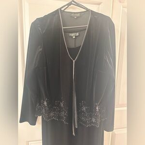 Studio I Elegant Black Velvet Dress with Jacket size 14